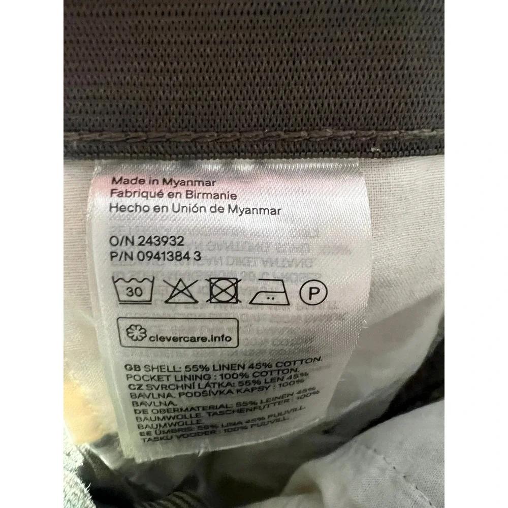H&M Regular Fit Pants Men 30 Olive Green Linen Cotton Blend Trousers Breathable
